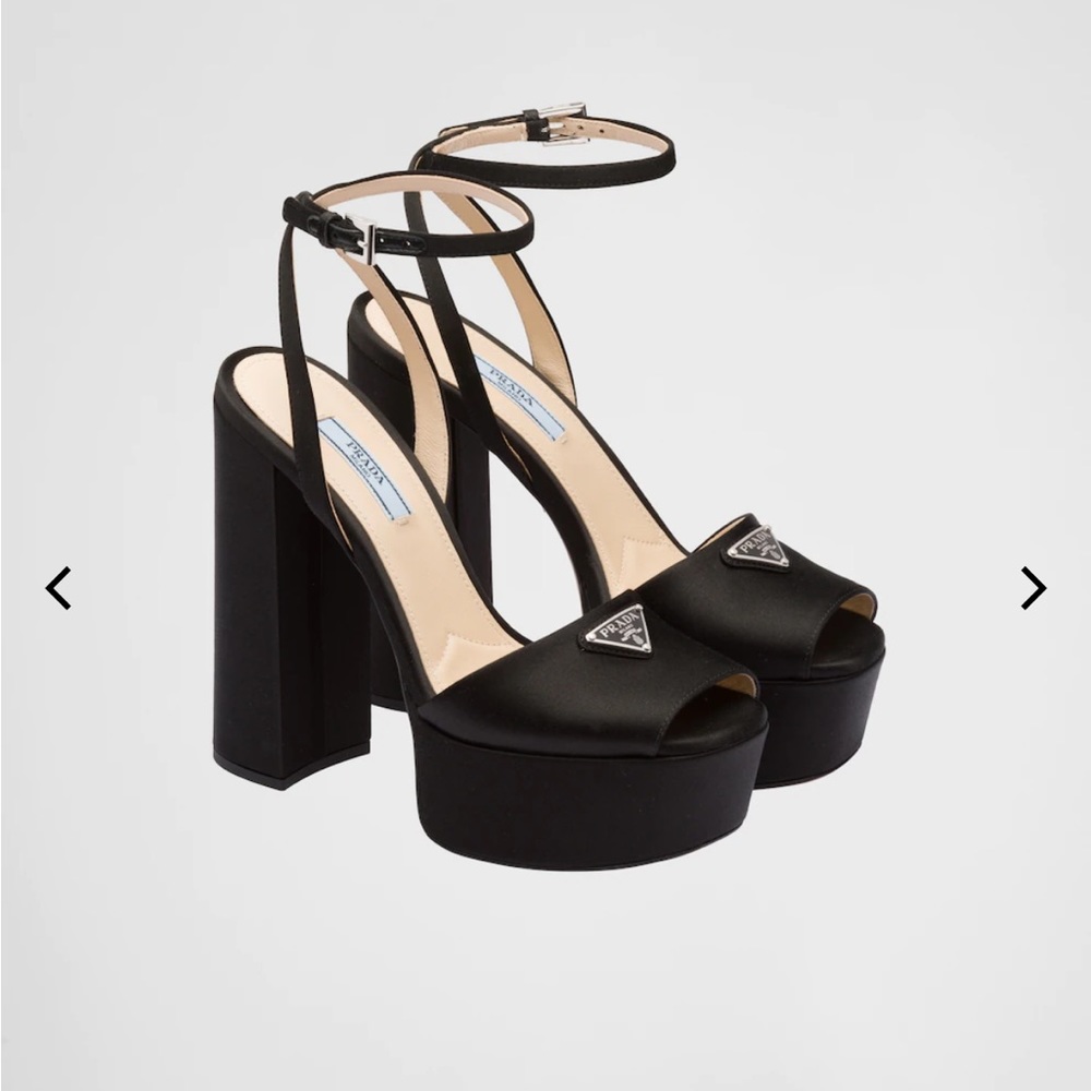 2023 Prada High-heeled platform satin sandals like NEW